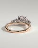 Arya - Round Trilogy with Pear Side Stones - 18k Rose Gold / 18k White Gold