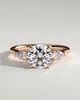 Arya - Round Trilogy with Pear Side Stones - 18k Rose Gold