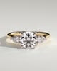 Arya - Round Trilogy with Pear Side Stones - 18k Yellow Gold / 18k White Gold