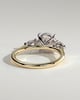 Arya - Round Trilogy with Pear Side Stones - 18k Yellow Gold / 18k White Gold