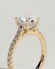 Ashlea  4 Claw Pav Round Solitaire with Hidden Halo - 18k Yellow Gold