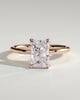 Aster - Radiant 4 Claw Solitaire with Petal Gallery and Accented Tiara Detail Engagement Ring - 18k Rose Gold
