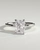 Aster - Radiant 4 Claw Solitaire with Petal Gallery and Accented Tiara Detail Engagement Ring - 18k White Gold