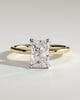Aster - Radiant 4 Claw Solitaire with Petal Gallery and Accented Tiara Detail Engagement Ring - 18k Yellow Gold / 18k White Gold