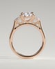 Astrid - Pear Claw Trilogy with Pear Side Stones and Cathedral Setting Engagement Ring - 18k Rose Gold