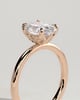 Aurelie - Oval 4 Claw Solitaire with Petal Gallery and Accent Leaf Detail Engagement Ring - 18k Rose Gold