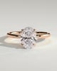 Aurelie - Oval 4 Claw Solitaire with Petal Gallery and Accent Leaf Detail Engagement Ring - 18k Rose Gold