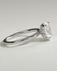 Aurelie - Oval 4 Claw Solitaire with Petal Gallery and Accent Leaf Detail Engagement Ring - 18k White Gold