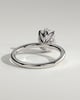 Aurelie - Oval 4 Claw Solitaire with Petal Gallery and Accent Leaf Detail Engagement Ring - 18k White Gold