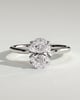 Aurelie - Oval 4 Claw Solitaire with Petal Gallery and Accent Leaf Detail Engagement Ring - 18k White Gold