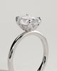 Aurelie - Oval 4 Claw Solitaire with Petal Gallery and Accent Leaf Detail Engagement Ring - 18k White Gold