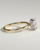 Aurelie - Oval 4 Claw Solitaire with Petal Gallery and Accent Leaf Detail Engagement Ring - 18k Yellow Gold / 18k White Gold