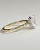 Aurelie - Oval 4 Claw Solitaire with Petal Gallery and Accent Leaf Detail Engagement Ring - 18k Yellow Gold / 18k White Gold