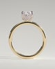 Aurelie - Oval 4 Claw Solitaire with Petal Gallery and Accent Leaf Detail Engagement Ring - 18k Yellow Gold / 18k White Gold