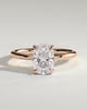 Ava - Elongated Cushion Claw Solitaire with Hidden Halo Engagement Ring - 18k Rose Gold High Setting