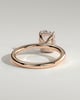 Ava - Elongated Cushion 4 Claw Solitaire with Hidden Halo Engagement Ring - 18k Rose Gold High Setting