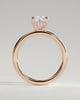 Ava - Elongated Cushion 4 Claw Solitaire with Hidden Halo Engagement Ring - 18k Rose Gold High Setting
