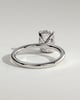 Ava - Elongated Cushion Claw Solitaire with Hidden Halo Engagement Ring - 18k White Gold High Setting