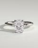 Ava - Elongated Cushion Claw Solitaire with Hidden Halo Engagement Ring - 18k White Gold High Setting
