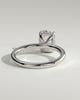 Ava - Elongated Cushion 4 Claw Solitaire with Hidden Halo Engagement Ring - 18k White Gold High Setting