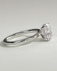 Ava - Elongated Cushion 4 Claw Solitaire with Hidden Halo Engagement Ring - 18k White Gold High Setting