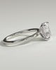 Ava - Elongated Cushion Claw Solitaire with Hidden Halo Engagement Ring - 18k White Gold High Setting