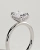 Ava - Elongated Cushion Claw Solitaire with Hidden Halo Engagement Ring - 18k White Gold High Setting