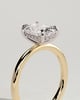 Ava - Elongated Cushion Claw Solitaire with Hidden Halo Engagement Ring - 18k Yellow Gold / 18k White Gold High Setting