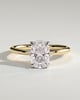 Ava - Elongated Cushion Claw Solitaire with Hidden Halo Engagement Ring - 18k Yellow Gold / 18k White Gold High Setting