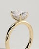 Ava - Elongated Cushion 4 Claw Solitaire with Hidden Halo Engagement Ring - 18k Yellow Gold High Setting