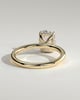 Ava - Elongated Cushion 4 Claw Solitaire with Hidden Halo Engagement Ring - 18k Yellow Gold High Setting