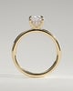 Ava - Elongated Cushion Claw Solitaire with Hidden Halo Engagement Ring - 18k Yellow Gold High Setting