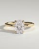 Ava - Elongated Cushion Claw Solitaire with Hidden Halo Engagement Ring - 18k Yellow Gold High Setting