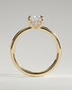 Ava - Elongated Cushion Claw Solitaire with Hidden Halo Engagement Ring - 18k Yellow Gold Low Setting
