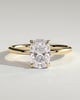 Ava - Elongated Cushion Claw Solitaire with Hidden Halo Engagement Ring - 18k Yellow Gold Low Setting