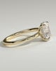 Ava - Elongated Cushion Claw Solitaire with Hidden Halo Engagement Ring - 18k Yellow Gold Low Setting