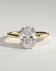 Avery - Oval 4 Double Claw Solitaire with Hidden Halo Engagement Ring - 18k Yellow Gold / 18k White Gold High Setting
