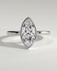 Aveya - Marquise Bezel Solitaire with Petal Gallery Engagement Ring - 18k White Gold