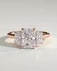 Ayla - Classic Radiant 4 Claw Trilogy Engagement Ring - 18k Rose Gold