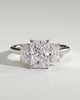 Ayla - Classic Radiant 4 Claw Trilogy Engagement Ring - 18k White Gold