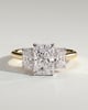 Ayla - Classic Radiant Claw Trilogy Engagement Ring - 18k Yellow Gold / 18k White Gold