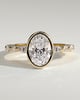 Aylin - Bezel Set Oval with Accent Stones - 18k Yellow Gold