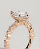 Beatrice - Marquise Claw Solitaire with Marquise and Round Accent Stones Engagement Ring - 18k Rose Gold