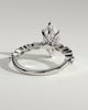 Beatrice - Marquise Claw Solitaire with Marquise and Round Accent Stones Engagement Ring - 18k White Gold