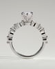 Beatrice - Marquise Claw Solitaire with Marquise and Round Accent Stones Engagement Ring - 18k White Gold