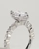 Beatrice - Marquise Claw Solitaire with Marquise and Round Accent Stones Engagement Ring - 18k White Gold
