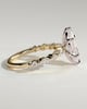 Beatrice - Marquise Claw Solitaire with Marquise and Round Accent Stones Engagement Ring - 18k Yellow Gold / 18k White Gold