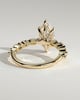 Beatrice - Marquise Claw Solitaire with Marquise and Round Accent Stones Engagement Ring - 18k Yellow Gold