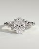 Bella - Oval Claw Solitaire with Clustered Round Shoulder Stones Engagement Ring - 18k White Gold
