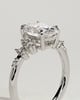 Bella - Oval Claw Solitaire with Clustered Round Shoulder Stones Engagement Ring - 18k White Gold